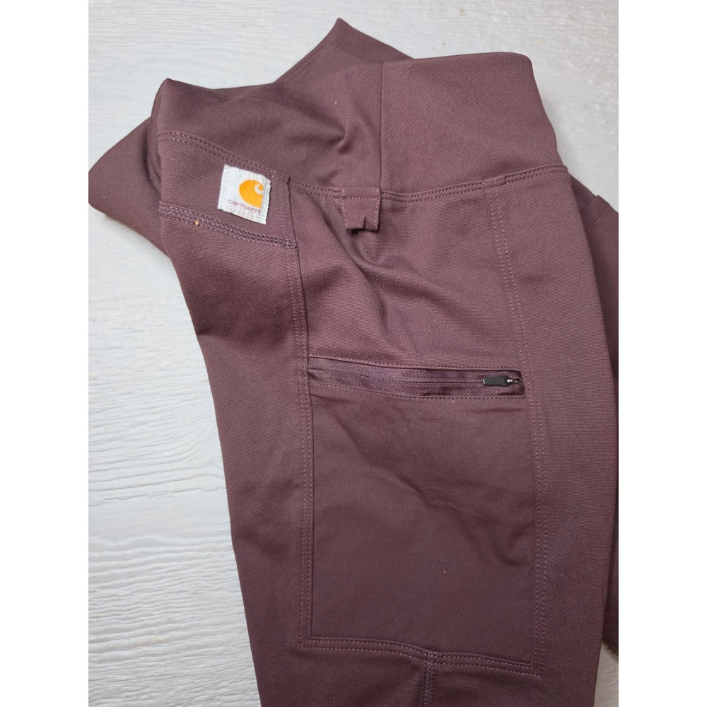 Carhartt Force Fitted Leggings Womens Large Brown Utility Cargo Pockets Hiking - Picture 5 of 9